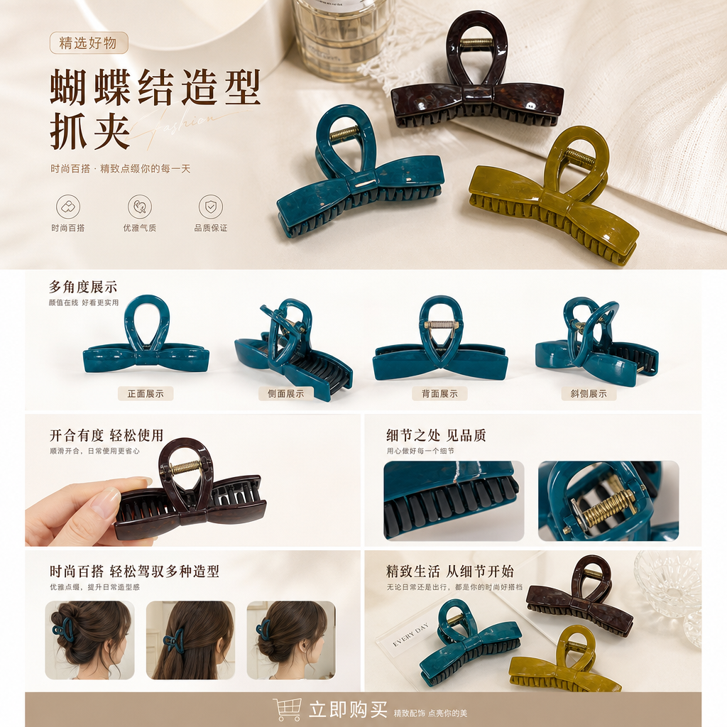 香蕉夹抓夹发夹发卡饰品 时尚简约大号夹子详情1