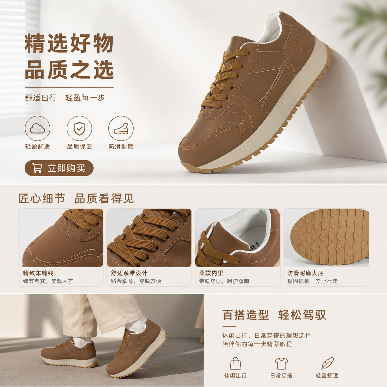 New Balance棕色夏季网格跑步鞋 运动鞋女详情1