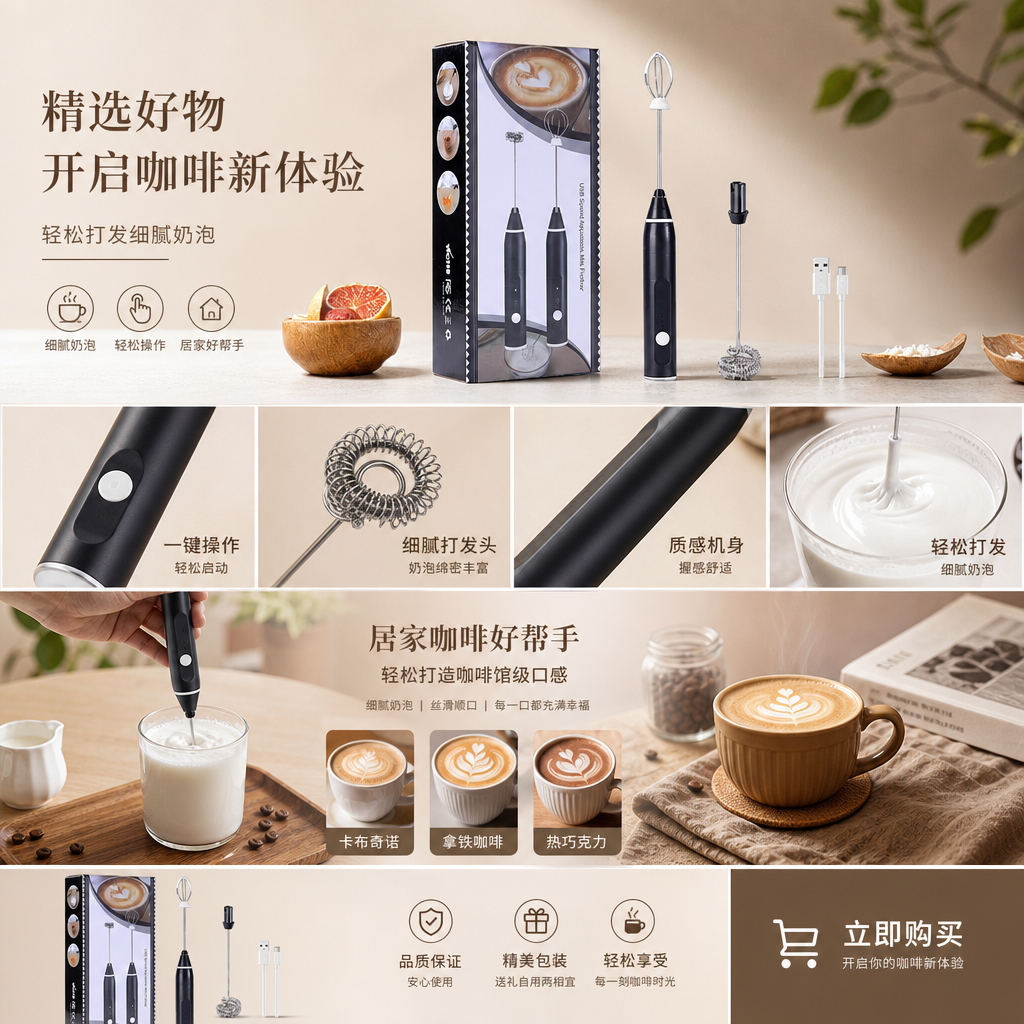 奶泡机家用全自动不锈钢奶泡器打奶泡机详情1