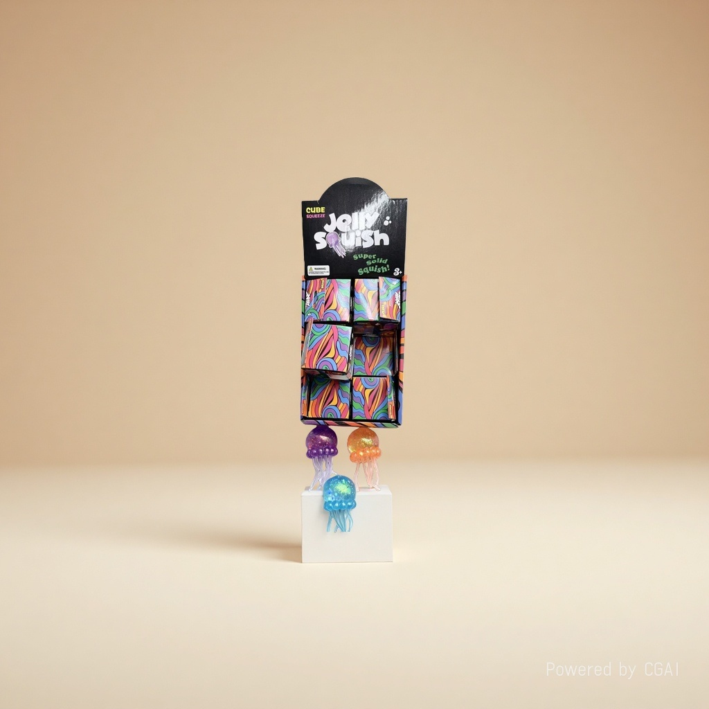 彩色水母造型挤压玩具 Jelly Squish Cube 盲袋潮流解压玩具盒图