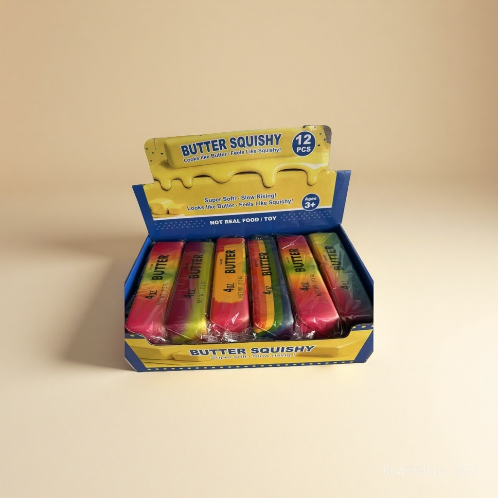 新奇特彩色奶油挤压Butter Squishy玩具 3D摆件回旋球潮流玩具
