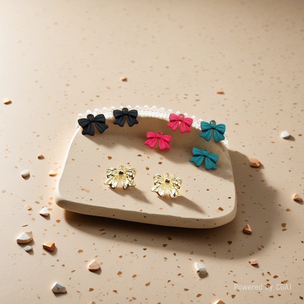 Alloy lacquered bow strap, Korean-style, niche, simple and versatile earrings and stud earrings