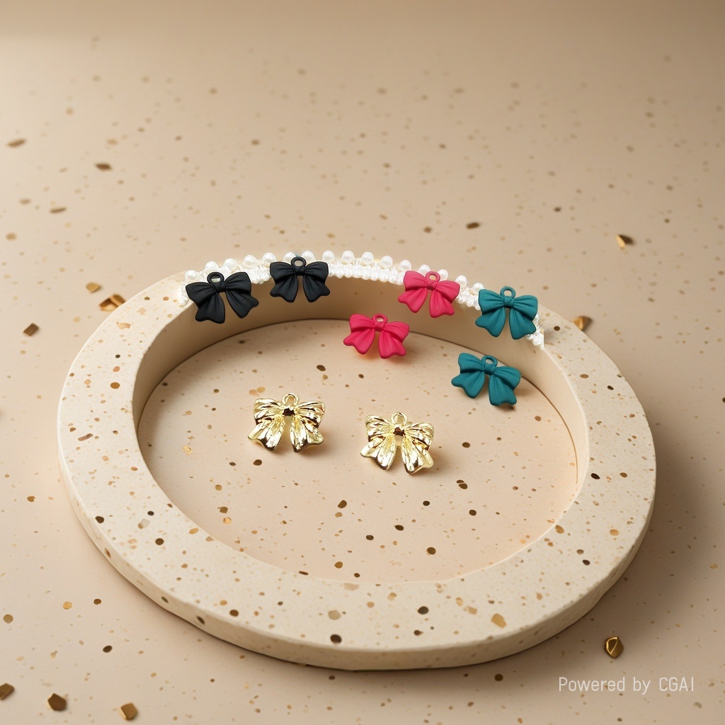 Alloy lacquered bow strap, Korean-style, niche, simple and versatile earrings and stud earrings Specification image