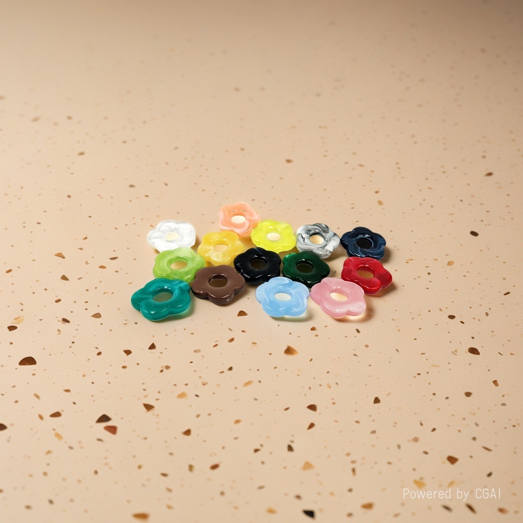 Acrylic mixed-color hollowed-out five-petal flower straight-hole diy jewelry accessories and earrings material package Specification image