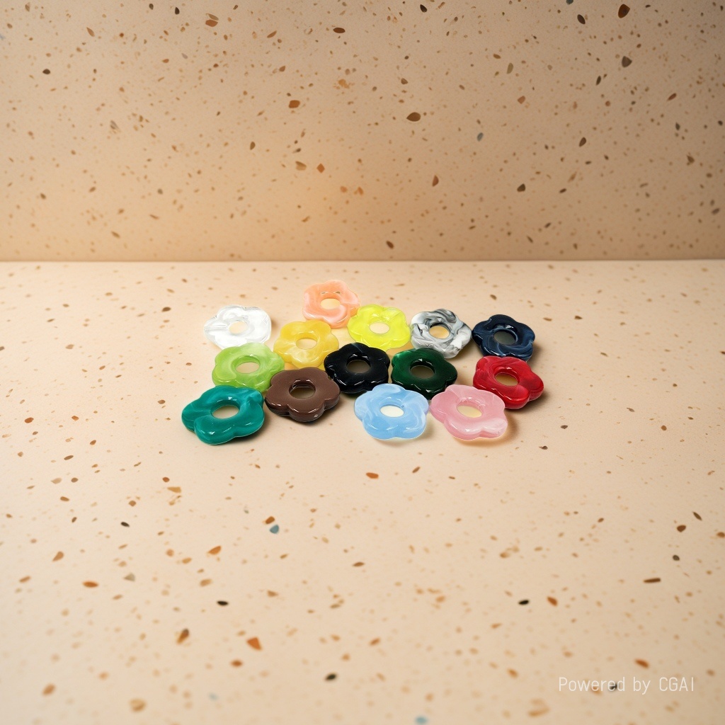 Acrylic mixed-color hollowed-out five-petal flower straight-hole diy jewelry accessories and earrings material package details Picture