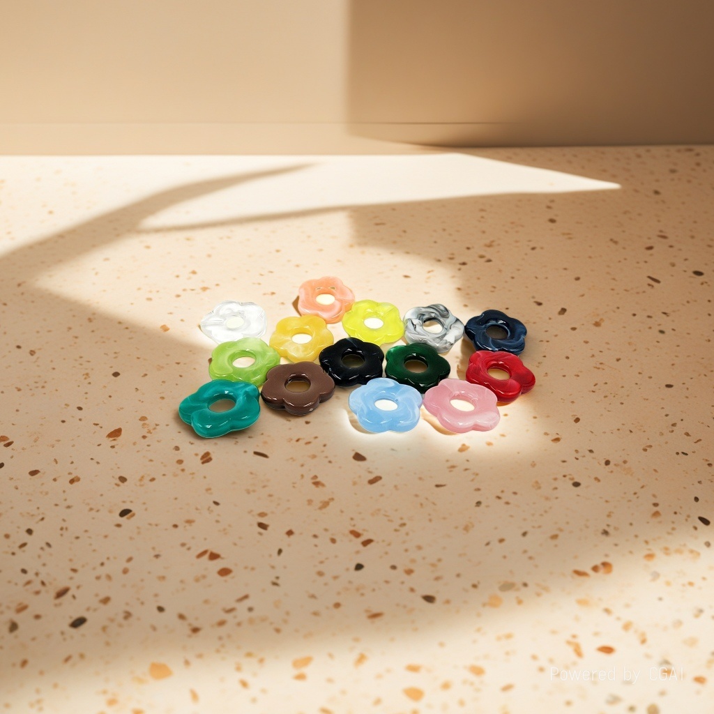 Acrylic mixed-color hollowed-out five-petal flower straight-hole diy jewelry accessories and earrings material package Application Scenario