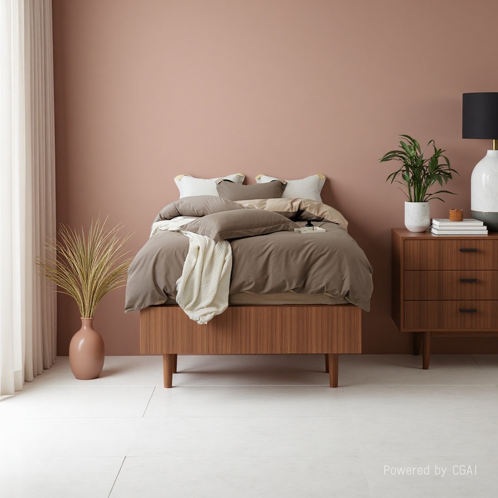 Double bed with bedside table, dressing table, bedroom set with bedding Application Scenario