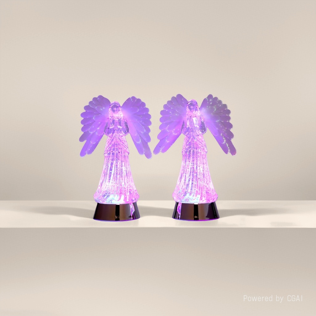 Seven-color luminous angel acrylic night light, small night light, Christmas festival decoration, table ornament, festival decoration details Picture