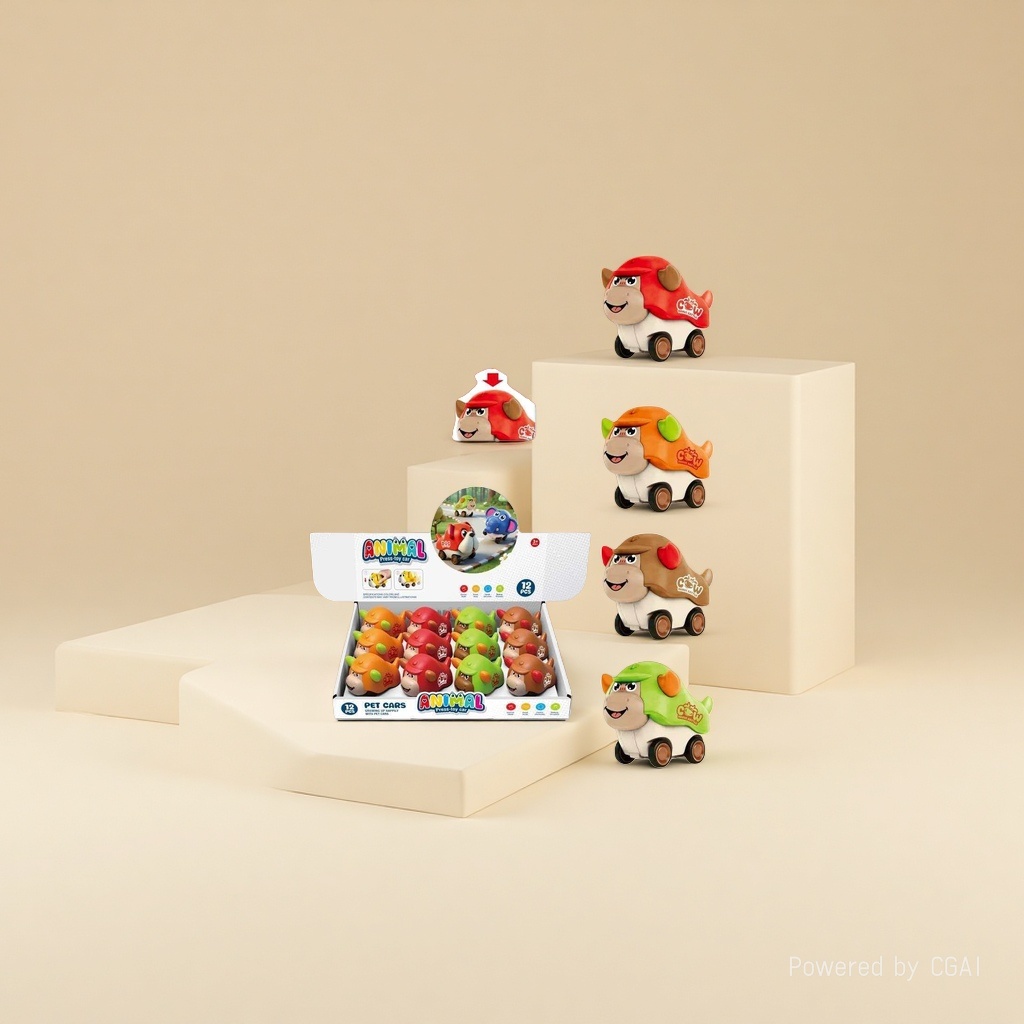Press the cute little cow toy car for children, four-color mixed packaging, animal-shaped ABS material Press the cute little cow toy car for children, four-color mixed packaging, animal-shaped ABS material
