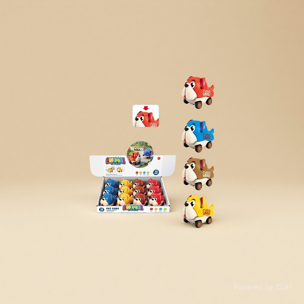 Four-color mixed cartoon dog-shaped press remote control car toy, children's racing car, 12-piece set made of ABS plastic