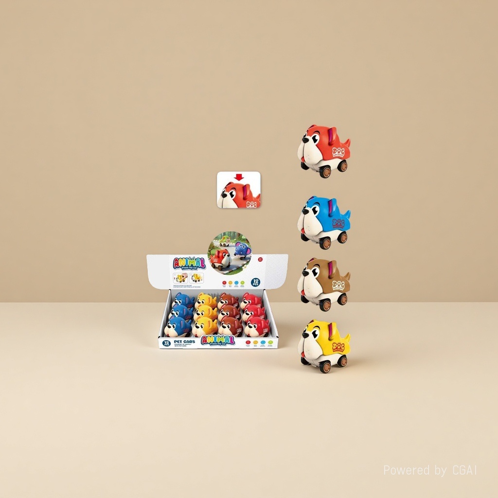 Four-color mixed cartoon dog-shaped press remote control car toy, children's racing car, 12-piece set made of ABS plastic Application Scenario