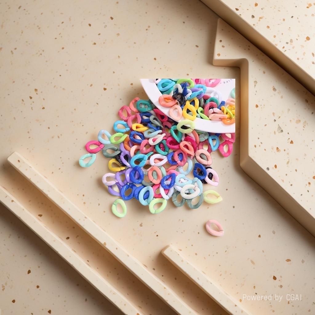 Wholesale of plastic acrylic open circle chain buckles, colored snap buckles, bag chains, hair clip buckles, diy jewelry accessories Application Scenario