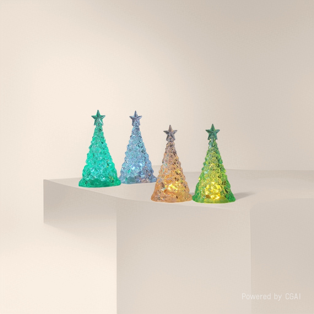 Seven-color acrylic Christmas tree, Christmas gift, ground promotion LED light, table decoration, festival decorative item details Picture