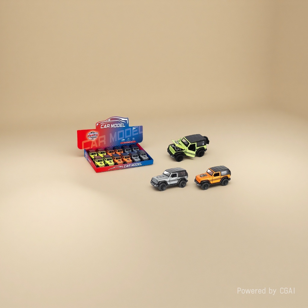 OE3 METAL alloy off-road vehicle model 1:32, four-door openable, green, silver, orange toy car, suitable for children over 3 years old Specification image