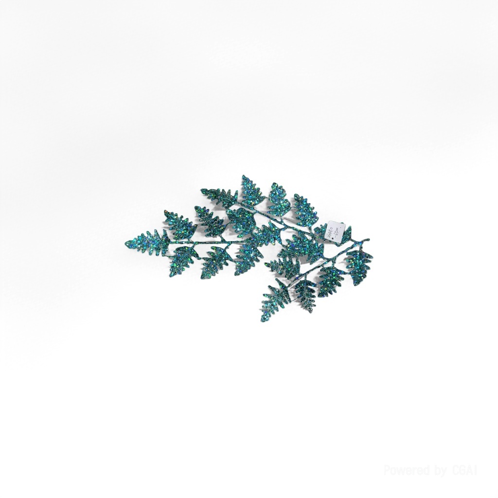 Simulated eucalyptus mistletoe blue sequined branches and leaves decorate the flower-stemmed green plant large-leaf artificial tree details Picture