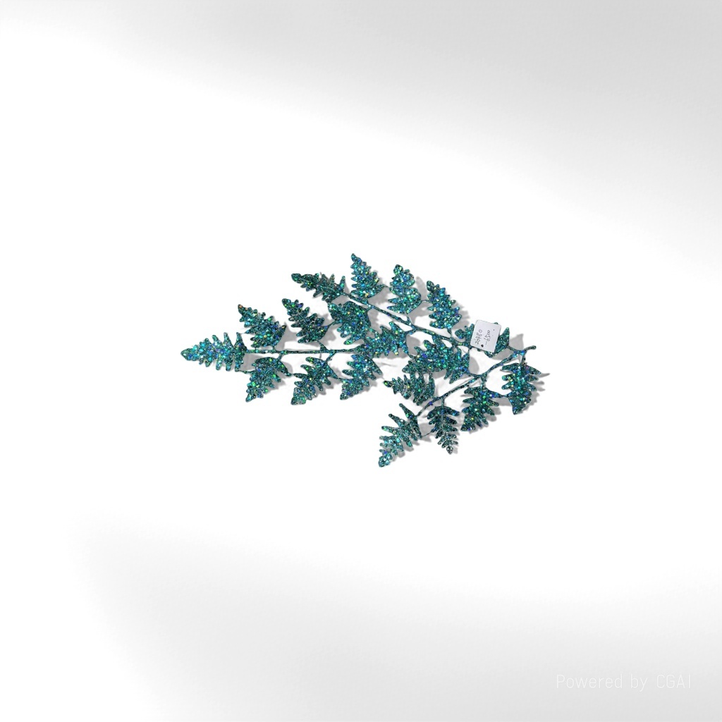 Simulated eucalyptus mistletoe blue sequined branches and leaves decorate the flower-stemmed green plant large-leaf artificial tree