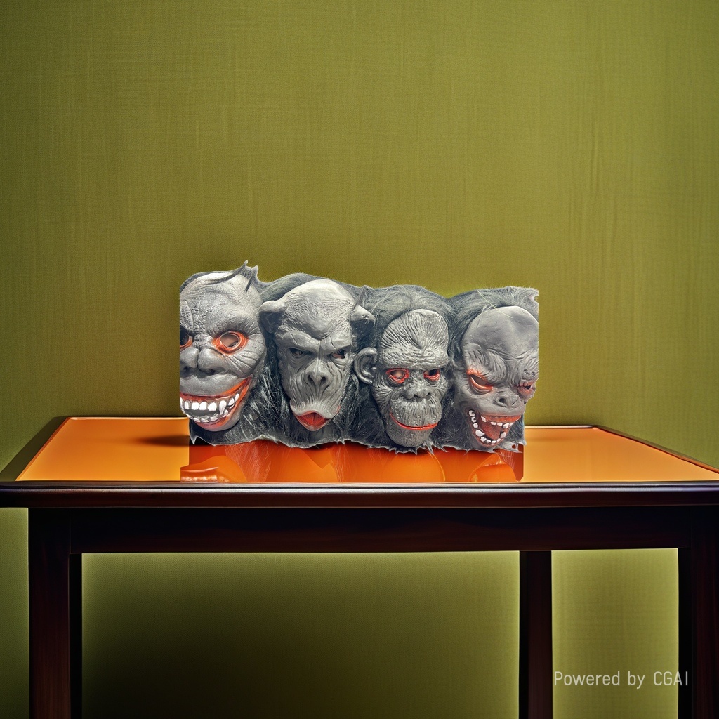 Halloween horror ape mask, pulp Peking Opera style, green hair style Application Scenario
