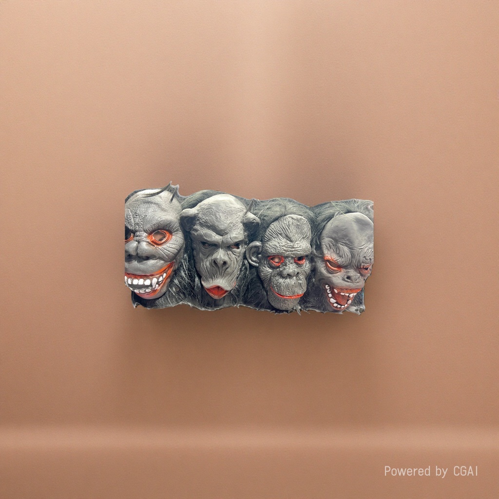 Halloween horror ape mask, pulp Peking Opera style, green hair style Specification image
