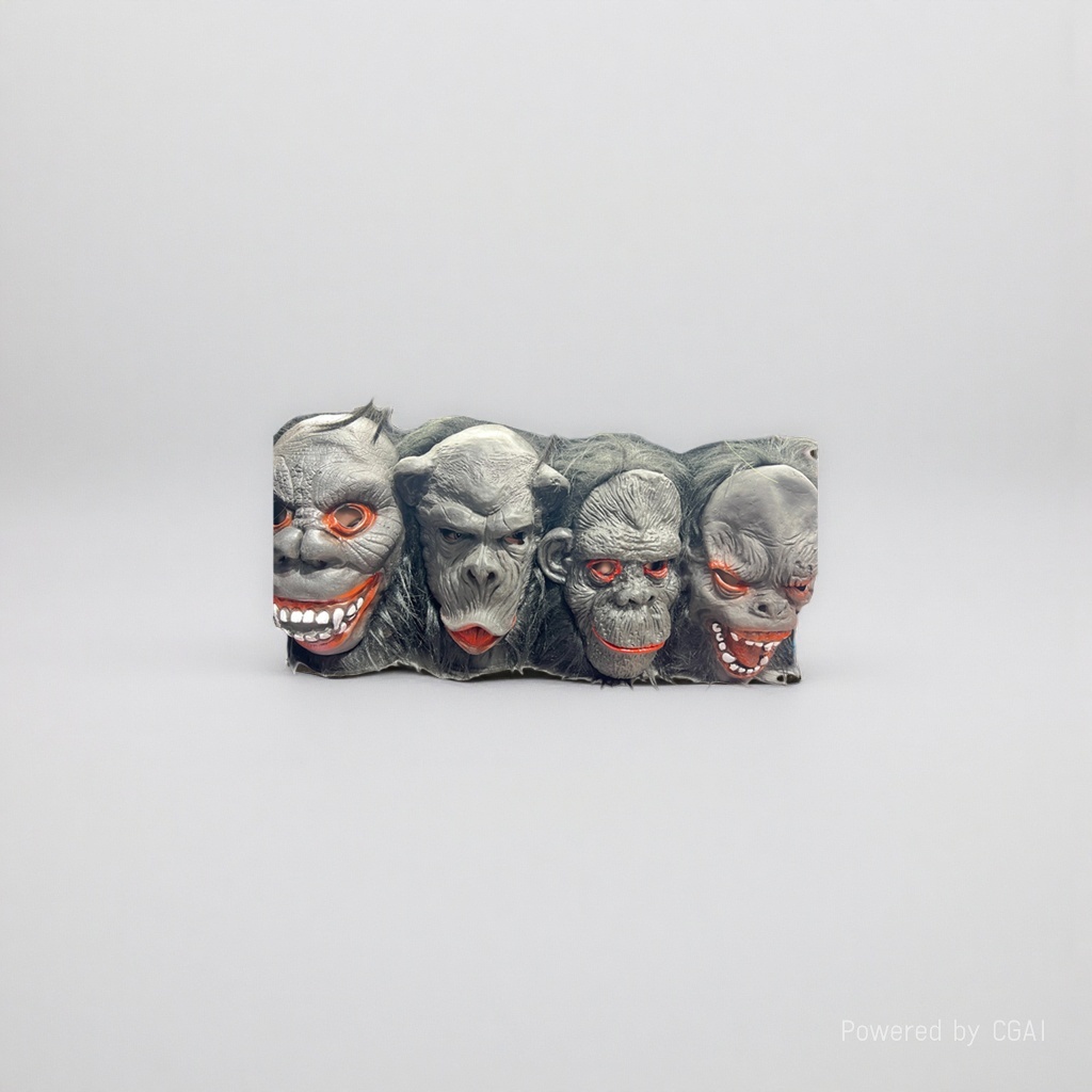 Halloween horror ape mask, pulp Peking Opera style, green hair style details Picture
