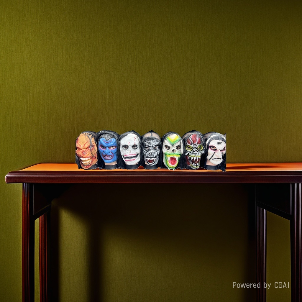 Halloween horror Peking Opera pulp mask with green hair style Application Scenario