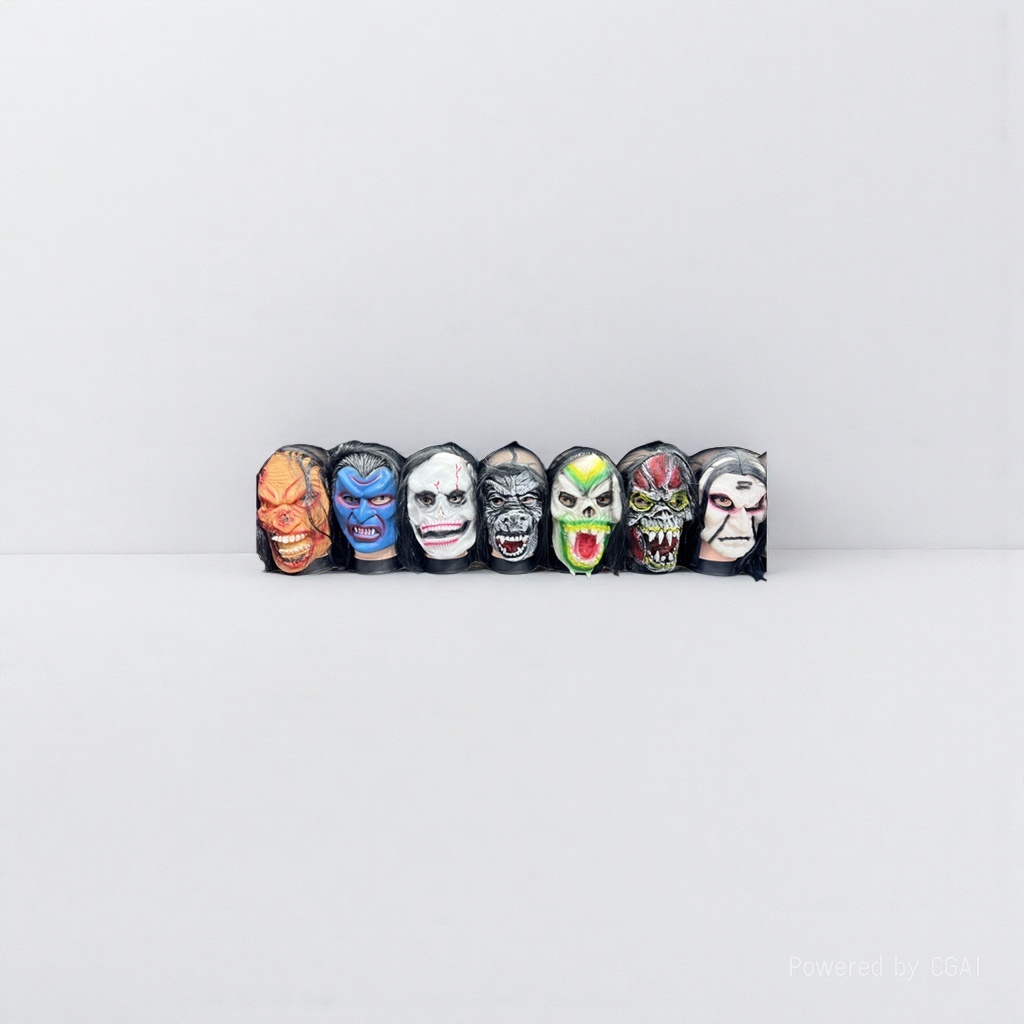 Halloween horror Peking Opera pulp mask with green hair style Item Picture