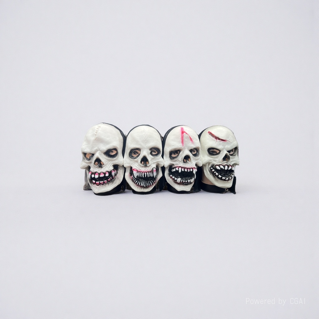 Halloween skull mask Pulp Peking Opera Green hair mask details Picture