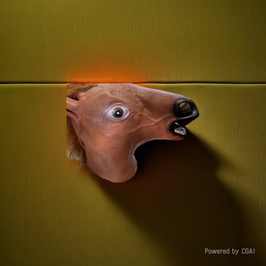 Brown horse head Halloween pulp Peking Opera mask with green hair Application Scenario