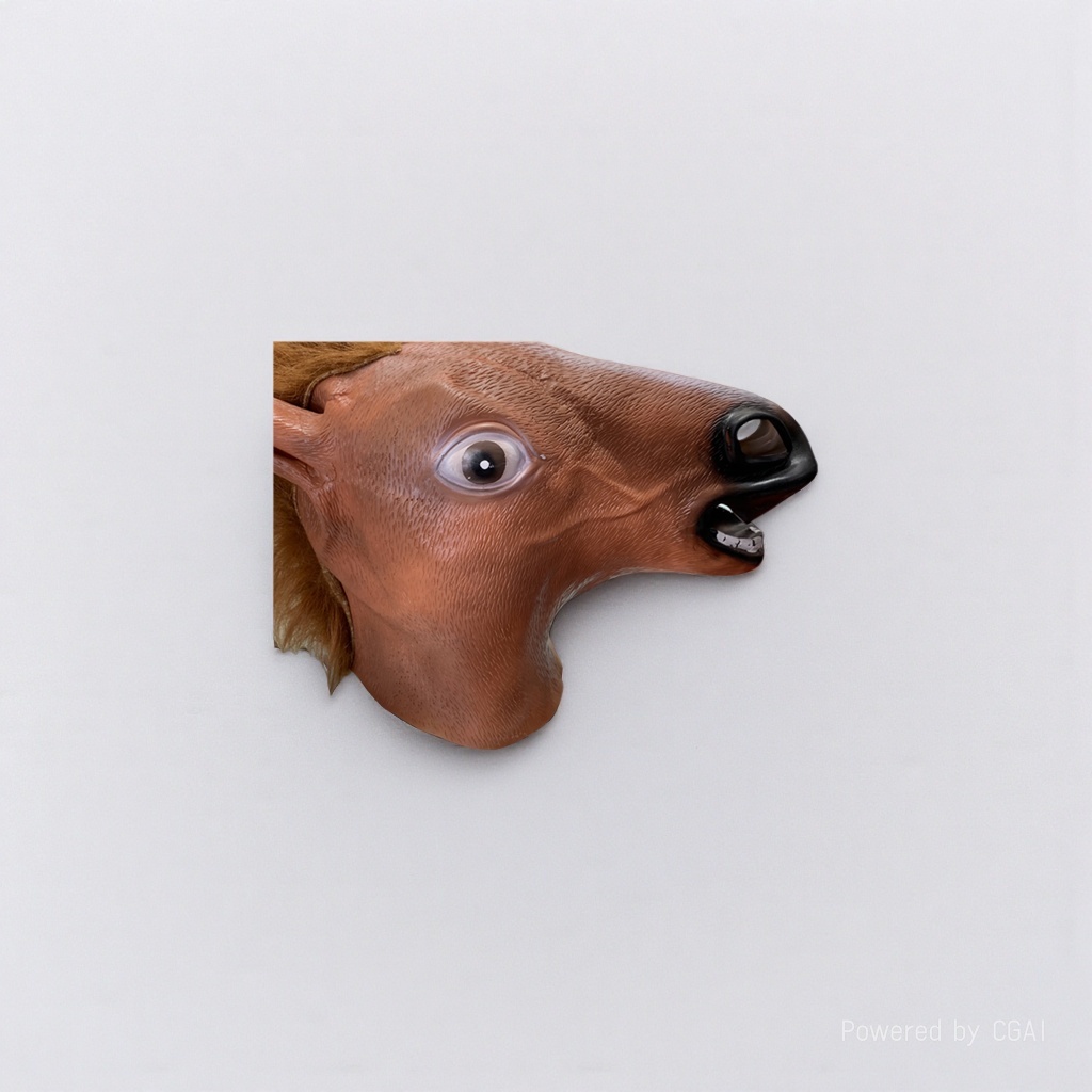 Brown horse head Halloween pulp Peking Opera mask with green hair details Picture