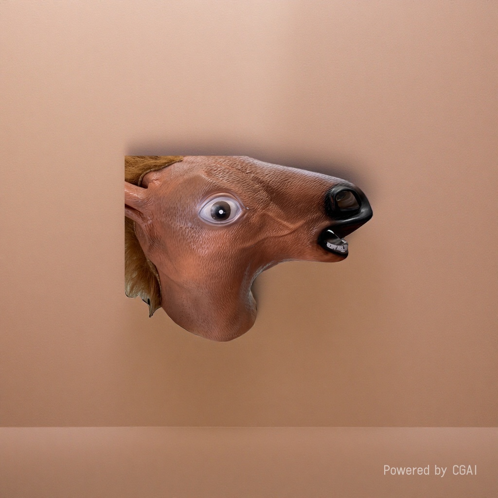 Brown horse head Halloween pulp Peking Opera mask with green hair Specification image