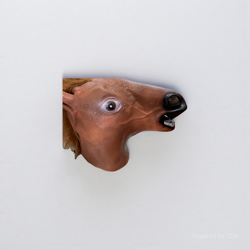 Brown horse head Halloween pulp Peking Opera mask with green hair Item Picture