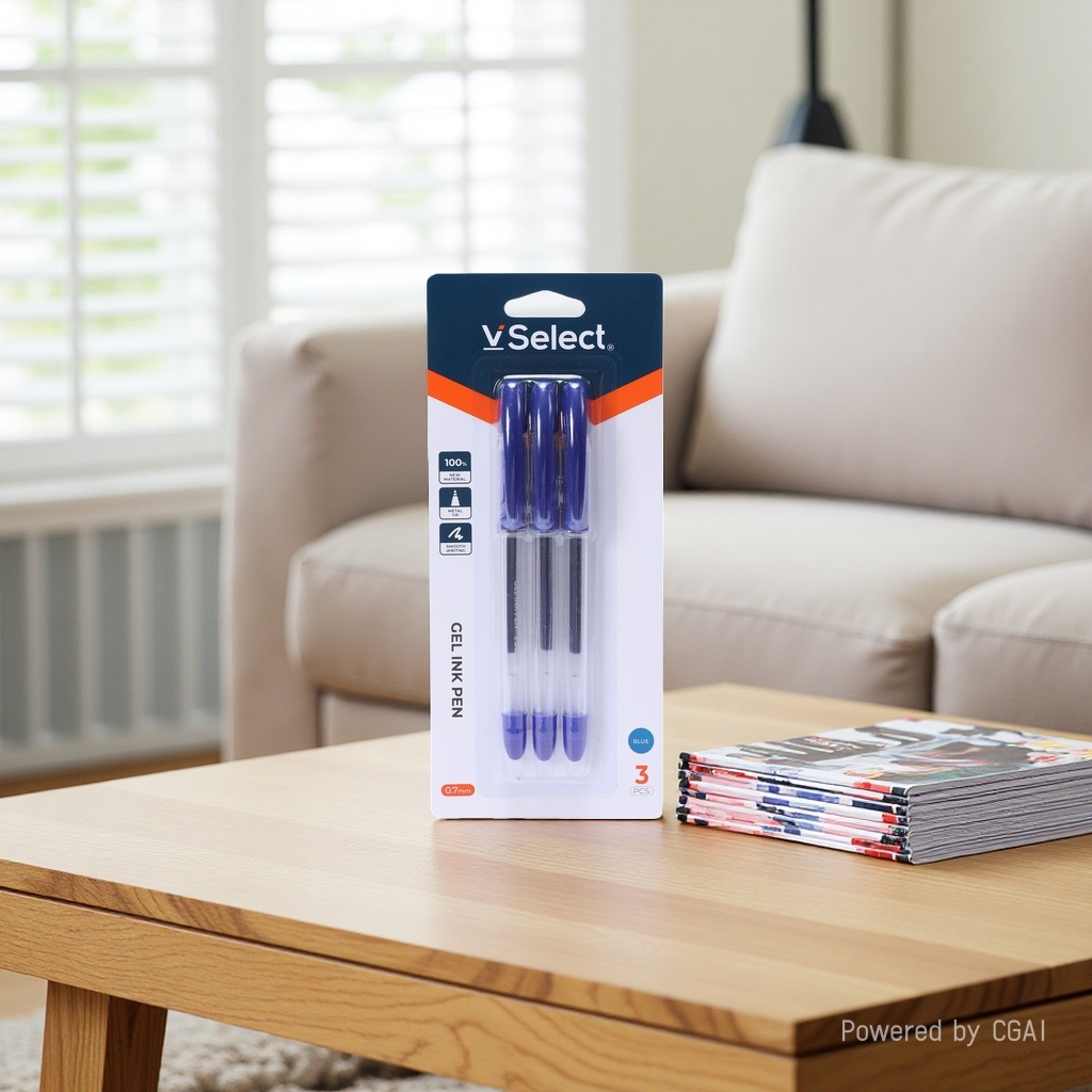 Blue 0.5mm gel pens, 3 pieces per bag, exclusively for export. Minimum order quantity: one box Specification image