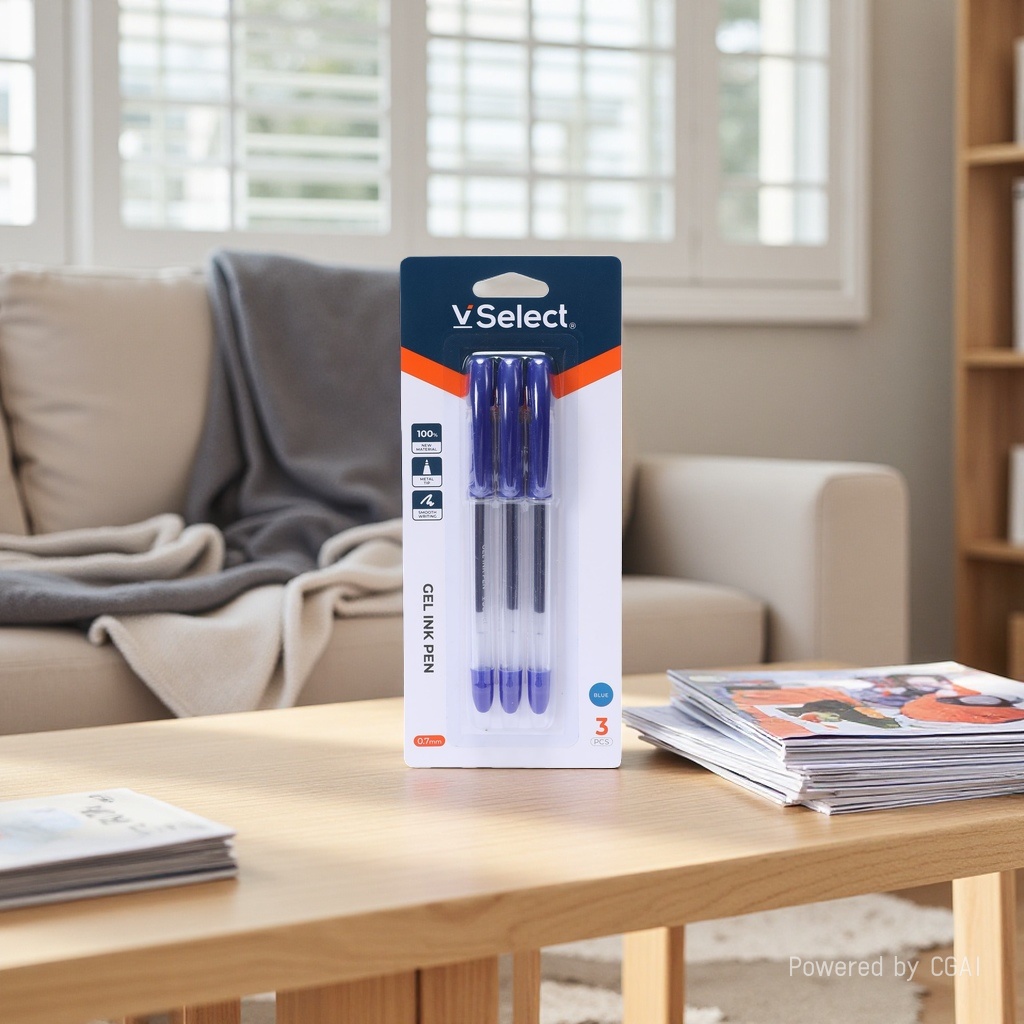 Blue 0.5mm gel pens, 3 pieces per bag, exclusively for export. Minimum order quantity: one box