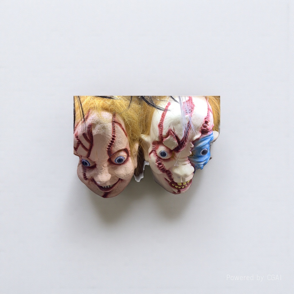 Peking Opera facial mask, pulp handmade mask, Halloween party, green-haired horror look Item Picture