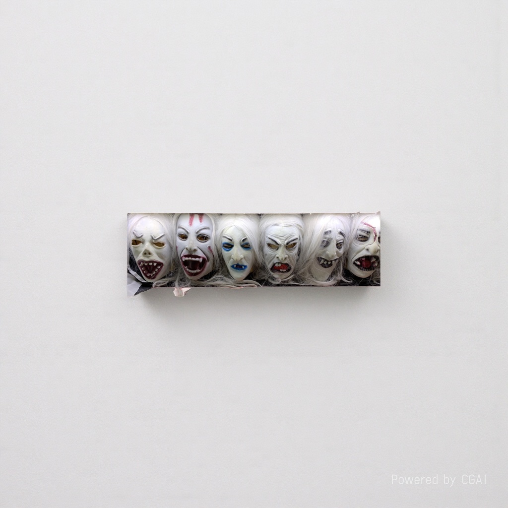 Handmade pulp Peking Opera masks for Halloween scary green-haired party looks details Picture