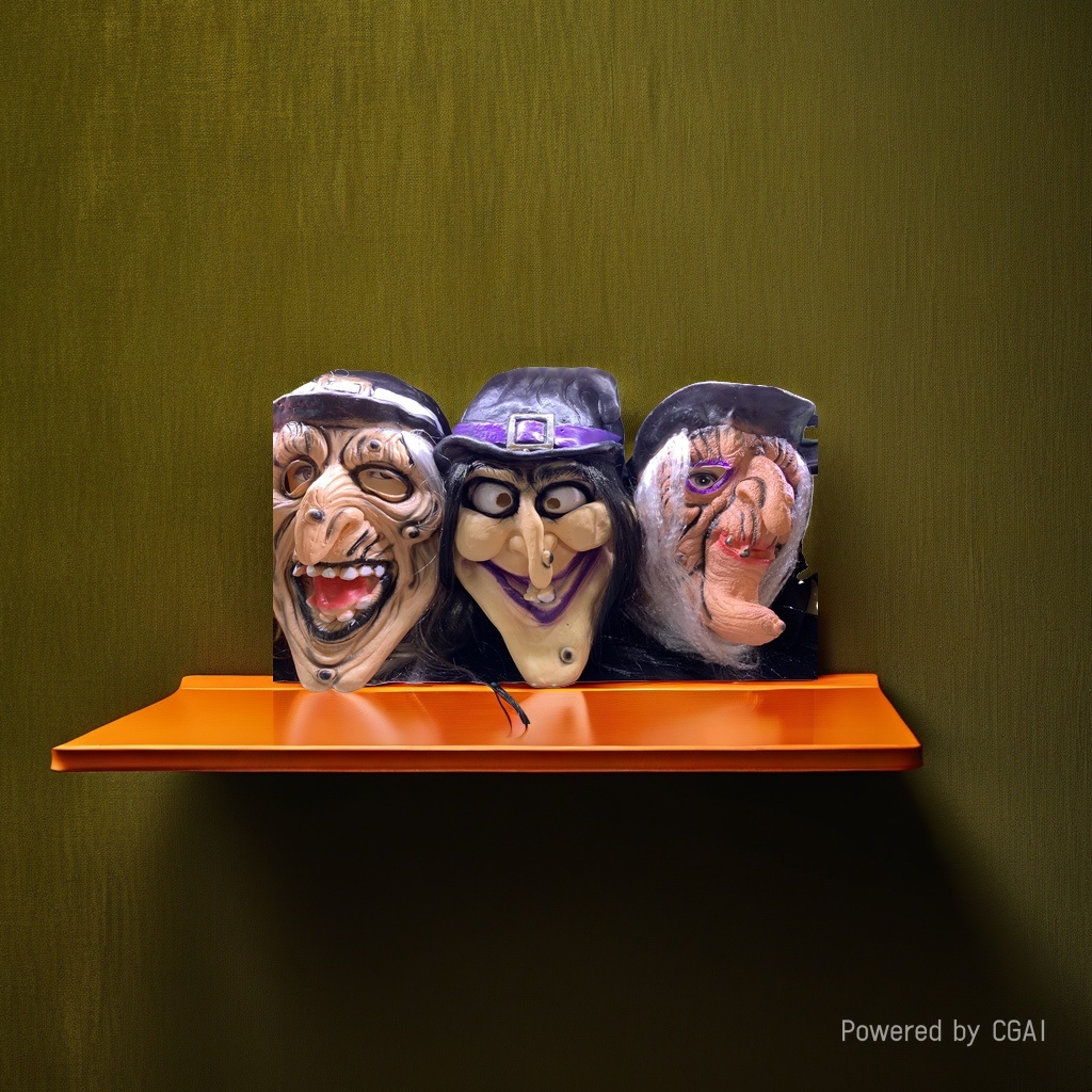 Pulp handmade Peking Opera mask Halloween Horror Green Hair Party Look 103407418 Application Scenario