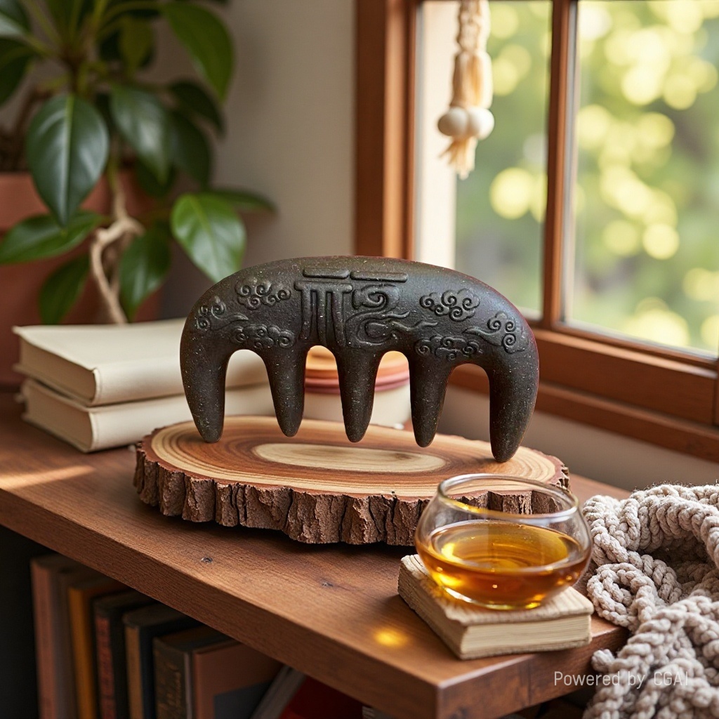Polygonum multiflorum massage comb, natural fragrance comb, Chinese herbal comb, hair care comb, Chinese herbal factory wholesale details Picture