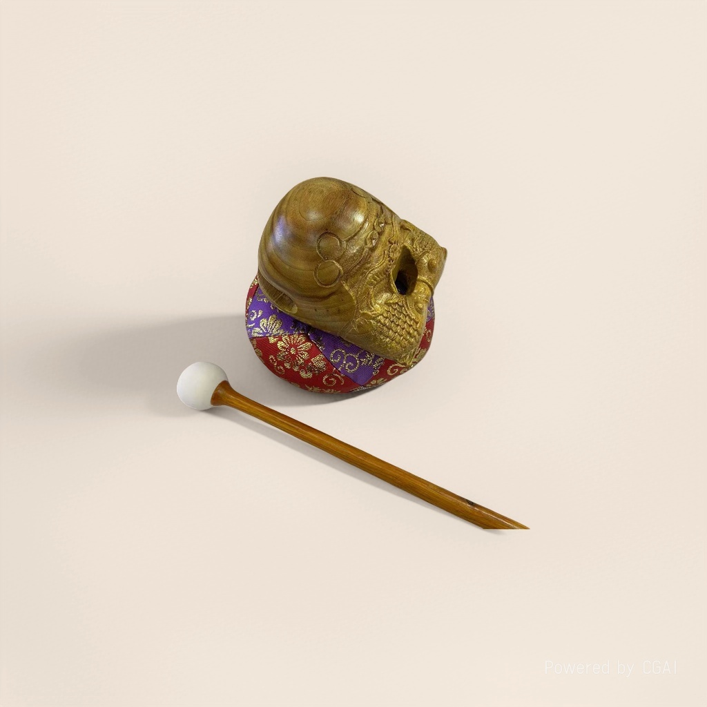 The instruments for worshipping Buddha and calming the mind are made of wood, fish, camphor, percussion, Buddhist implements, solid wood, and camphor wood Specification image