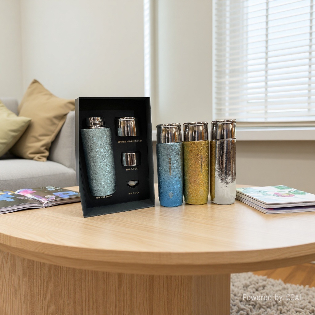 High-quality appearance level pure titanium insulated cup gift, double-layer magnetic titanium cup, seamless inner liner, stewed tea cup, business group purchase water cup Specification image