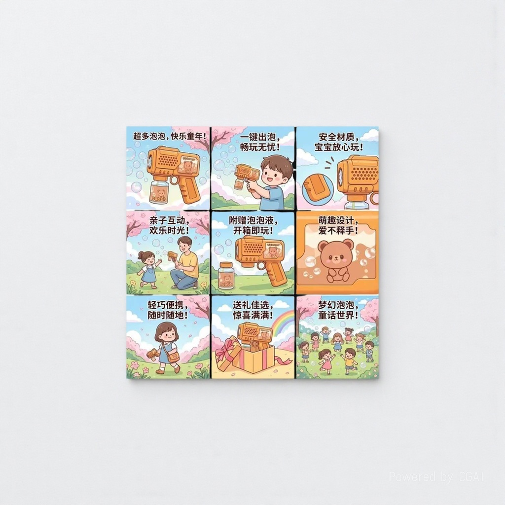 玩具/泡泡机/泡泡机儿童夏季卡通/泡泡/玩具枪白底实物图