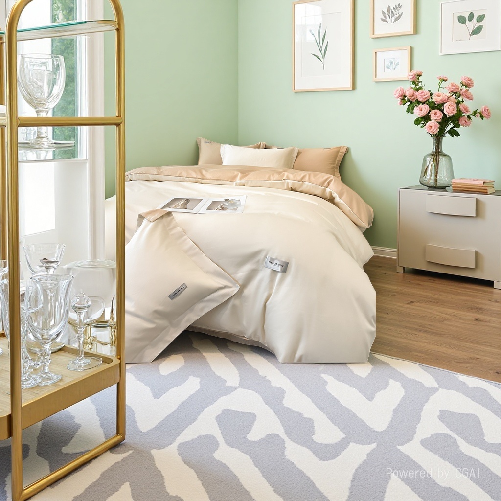 Pure cotton bedding set of four pieces, quilt set of four pieces, home textile bedding 114048347 Specification image