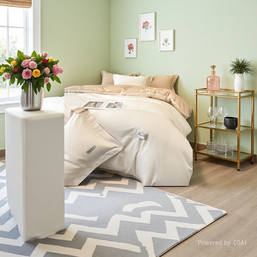 Pure cotton bedding set of four pieces, quilt set of four pieces, home textile bedding 114048347 Application Scenario