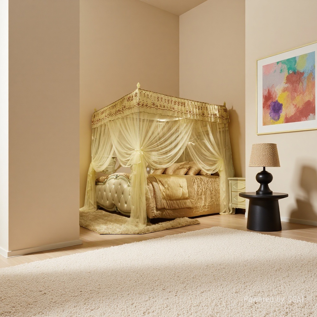 Luxurious bed curtain mosquito net, home soft anti-drop mosquito net 180g thickened and breathable Application Scenario