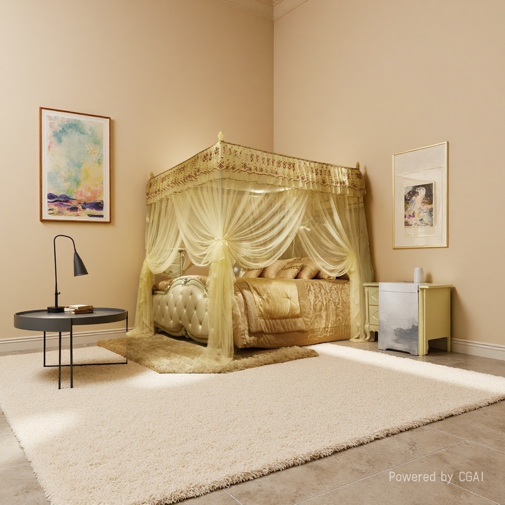 Luxurious bed curtain mosquito net, home soft anti-drop mosquito net 180g thickened and breathable details Picture