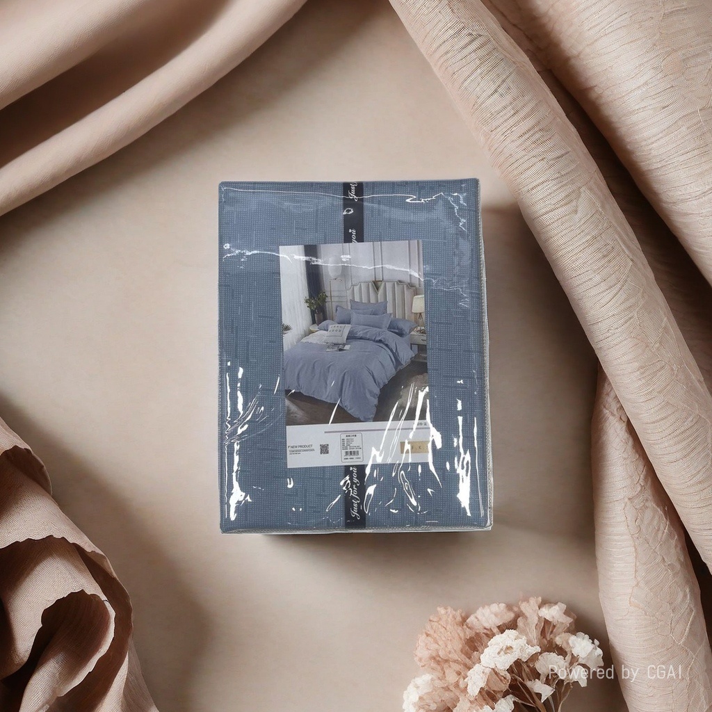 Blue checkered bedding packaging box, clothing and accessories PVC transparent hook bag Specification image