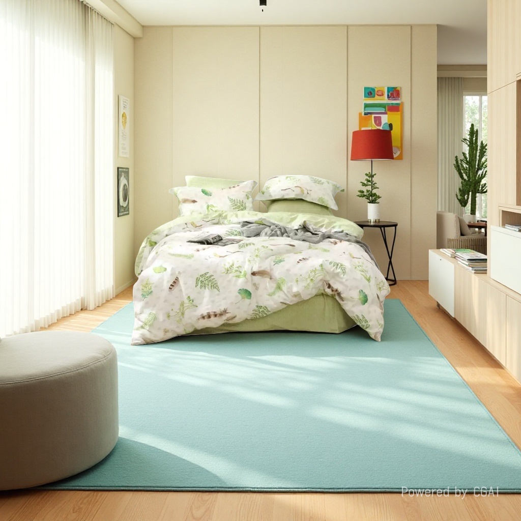 Green plant pattern pure cotton bedding four-piece set, quilt bedding set, home textile Specification image