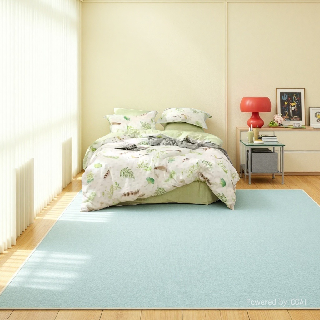 Green plant pattern pure cotton bedding four-piece set, quilt bedding set, home textile details Picture
