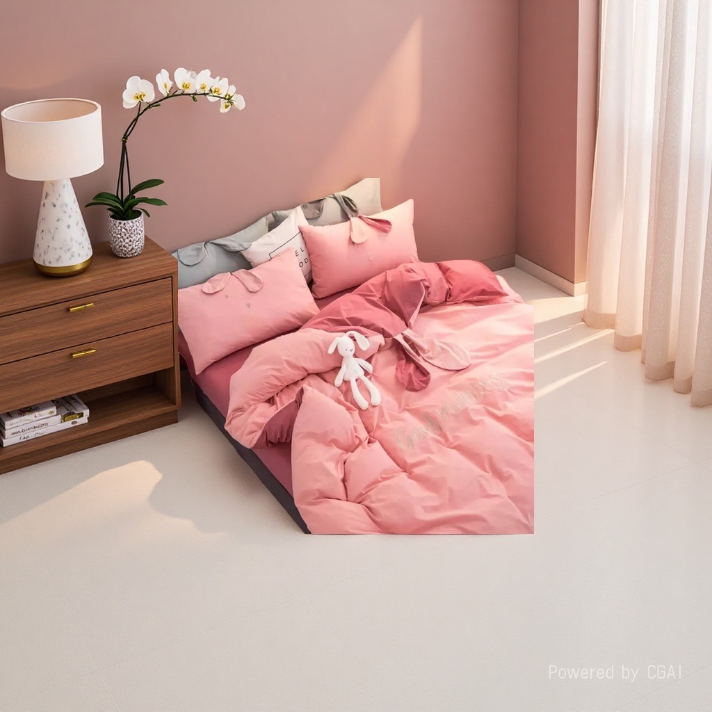 Pink rabbit Ear Wedding Bedding Four-piece set 2026 is a wedding home textile product Specification image