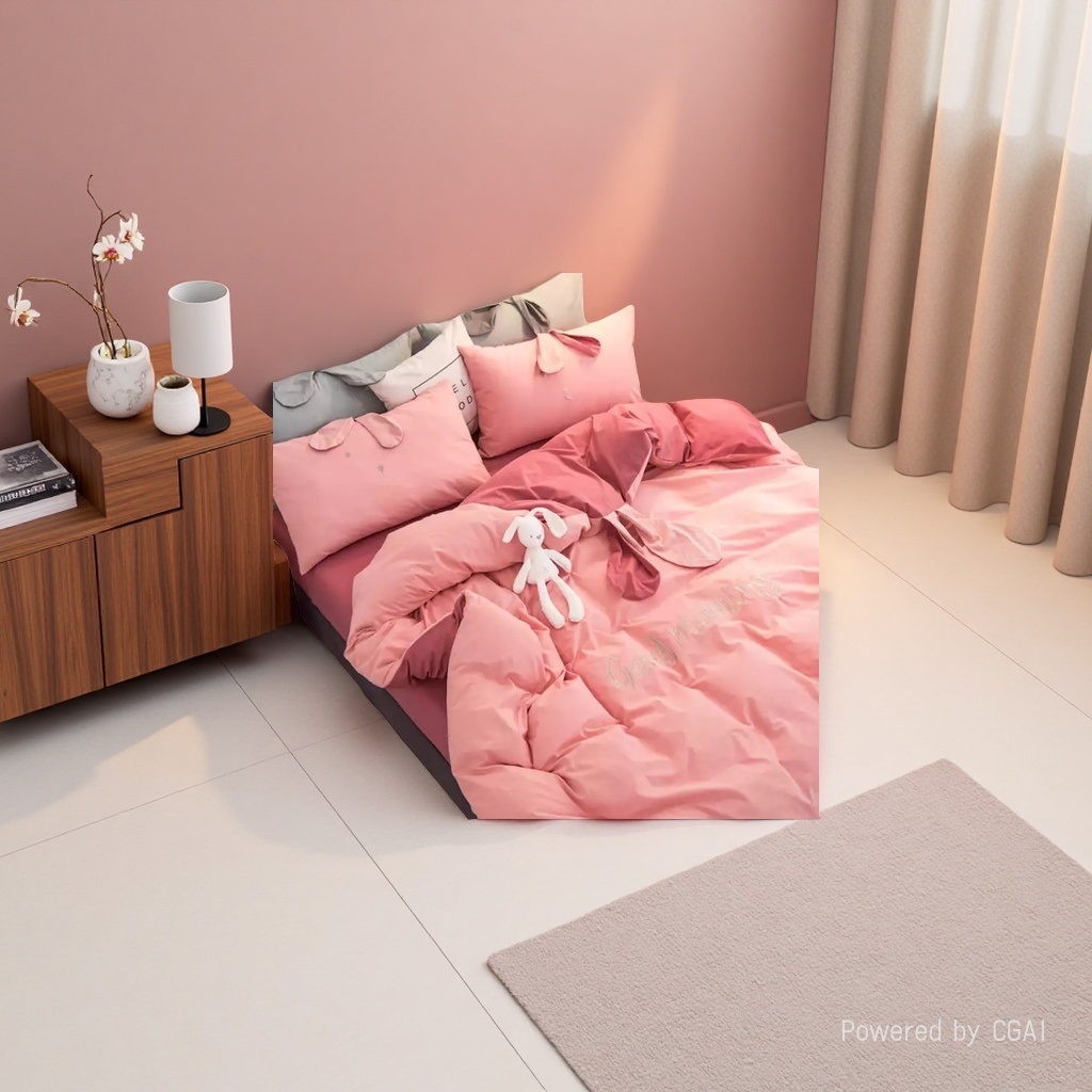 Pink rabbit Ear Wedding Bedding Four-piece set 2026 is a wedding home textile product Application Scenario