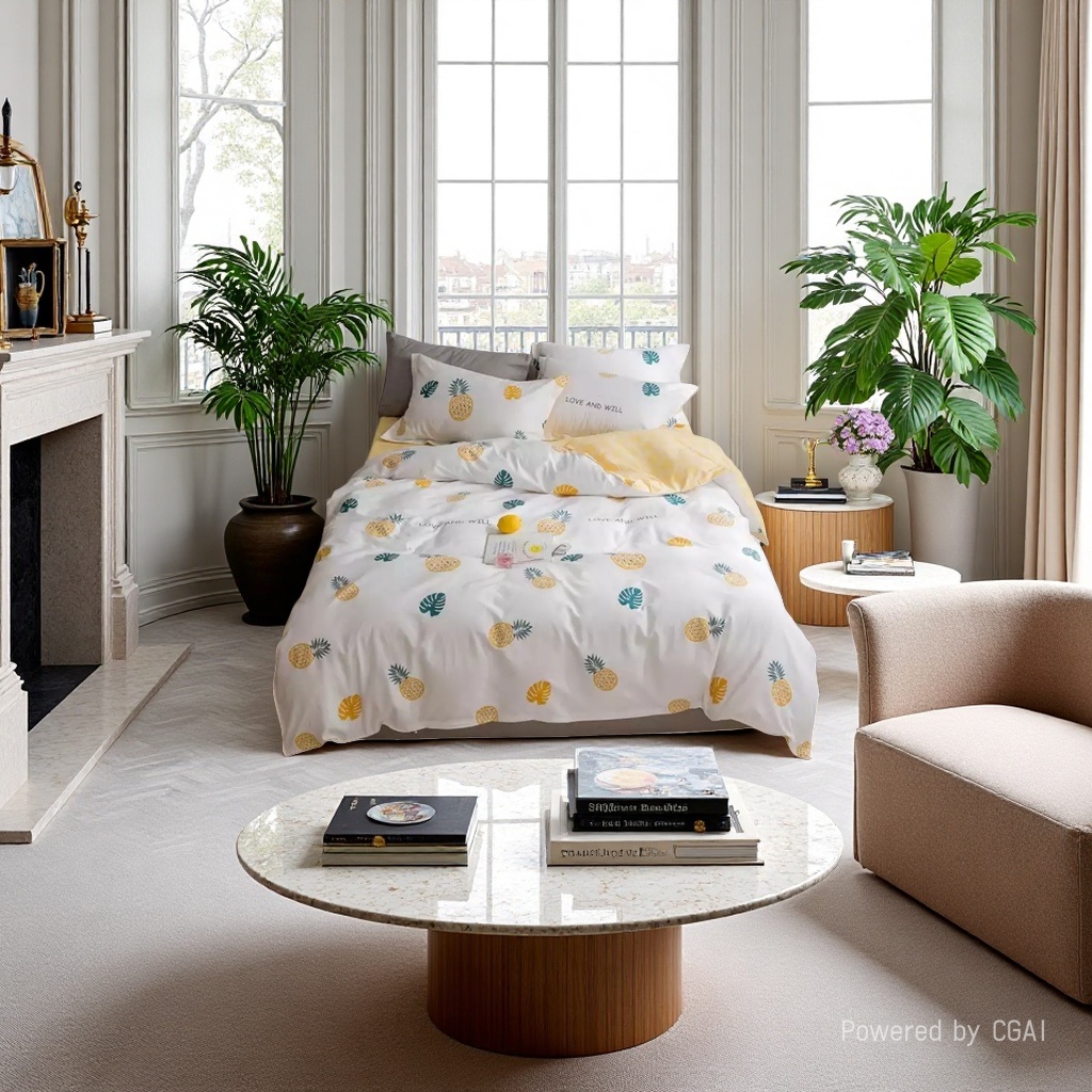 Tropical fruit pattern wedding home textile bedding four-piece set 2026 Bedding non-woven fabric