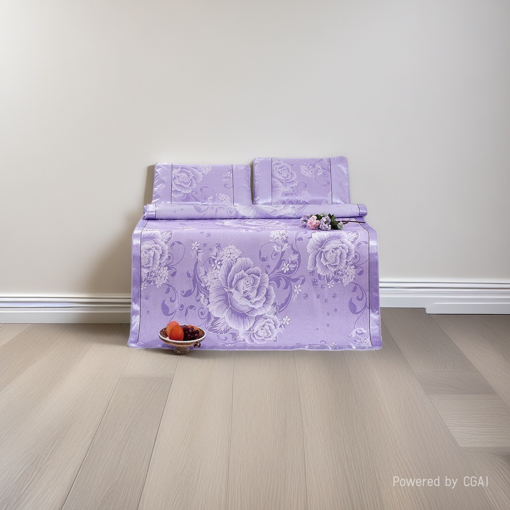 Purple floral pattern pure cotton bedding four-piece set, quilt kit, home textile details Picture